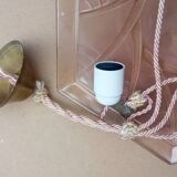 Art Deco ceiling lamp / chandelier in pink pressed molded glass in working order