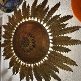 Large wall sconce "Sol" in gilded wrought iron – Spain, 1950s