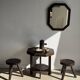 Vintage brown wooden octagonal mirror 58x48