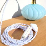 Lampe baladeuse vintage en opaline bleue