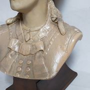 Bust of a woman "the elegant"XIXth in painted plaster signed on its solid wood base