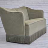 1960s, Danish 2 seater sofa, original condition, green furniture velour.