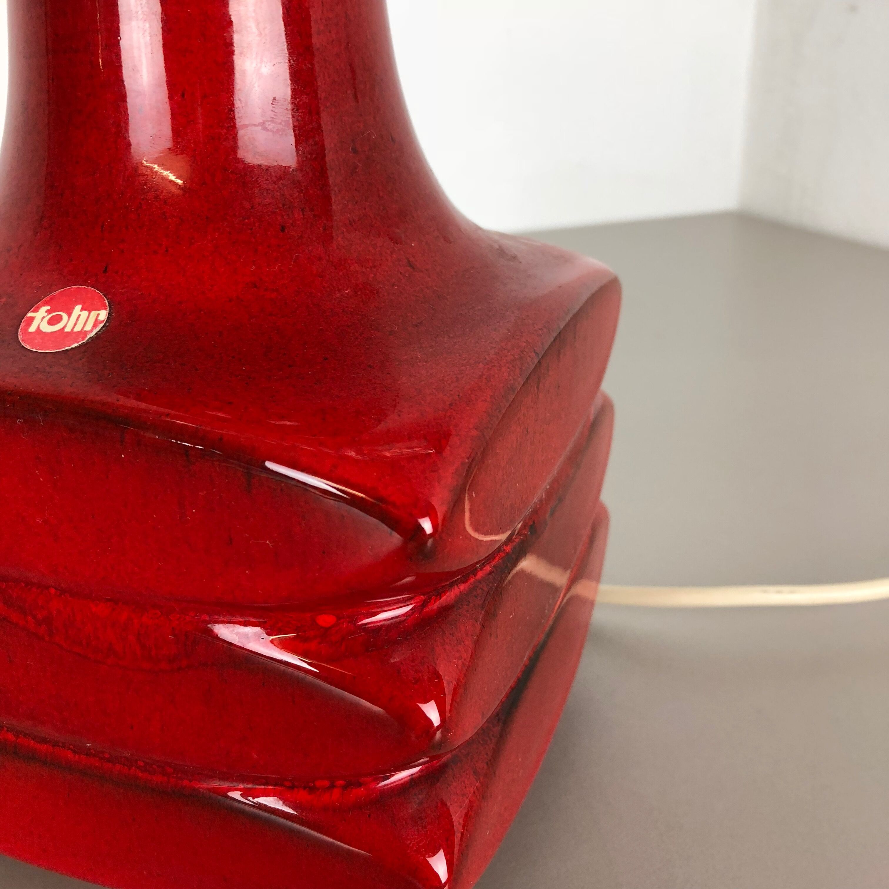 Red ceramic studio pottery table light by Cari Zalloni for Fohr, Germany 1970s