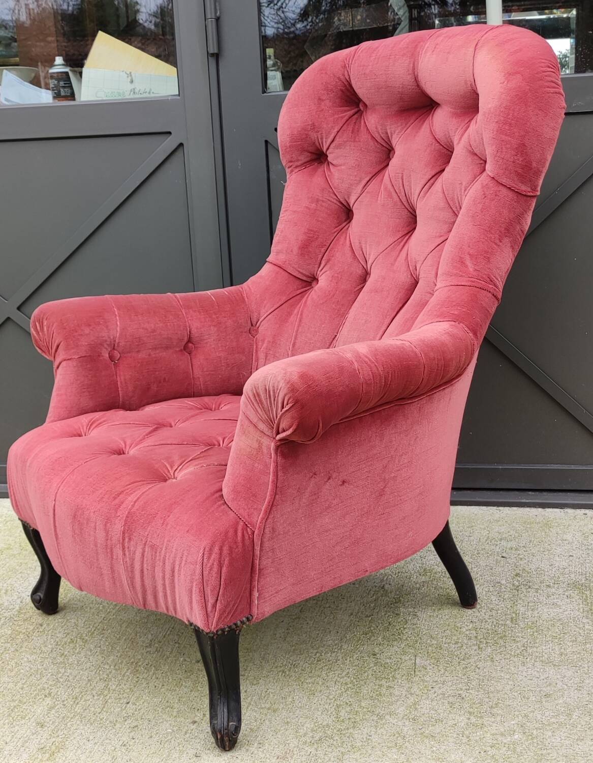 Old Napoleon III padded armchair