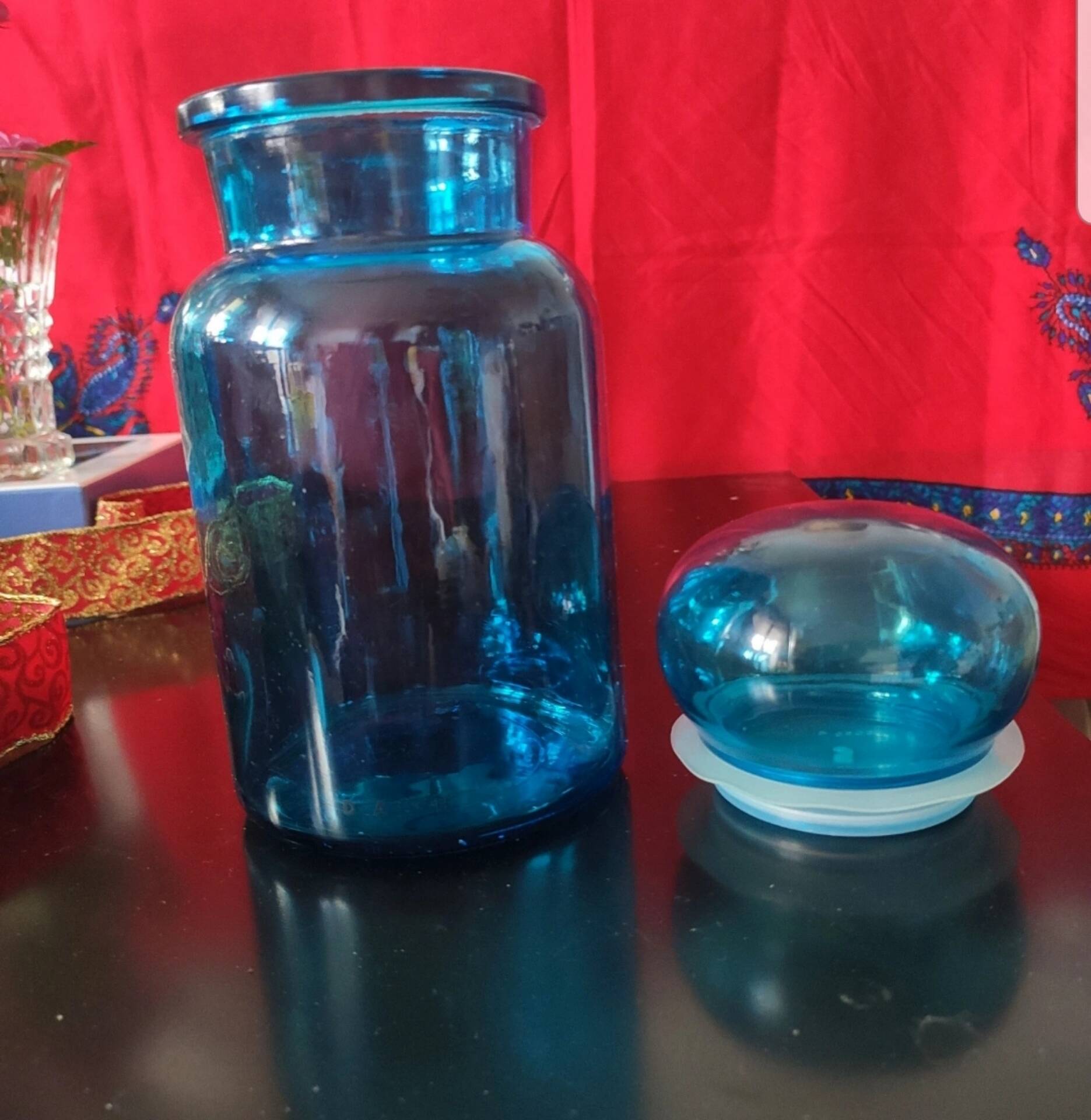 Green glass apothecary jar Belgium