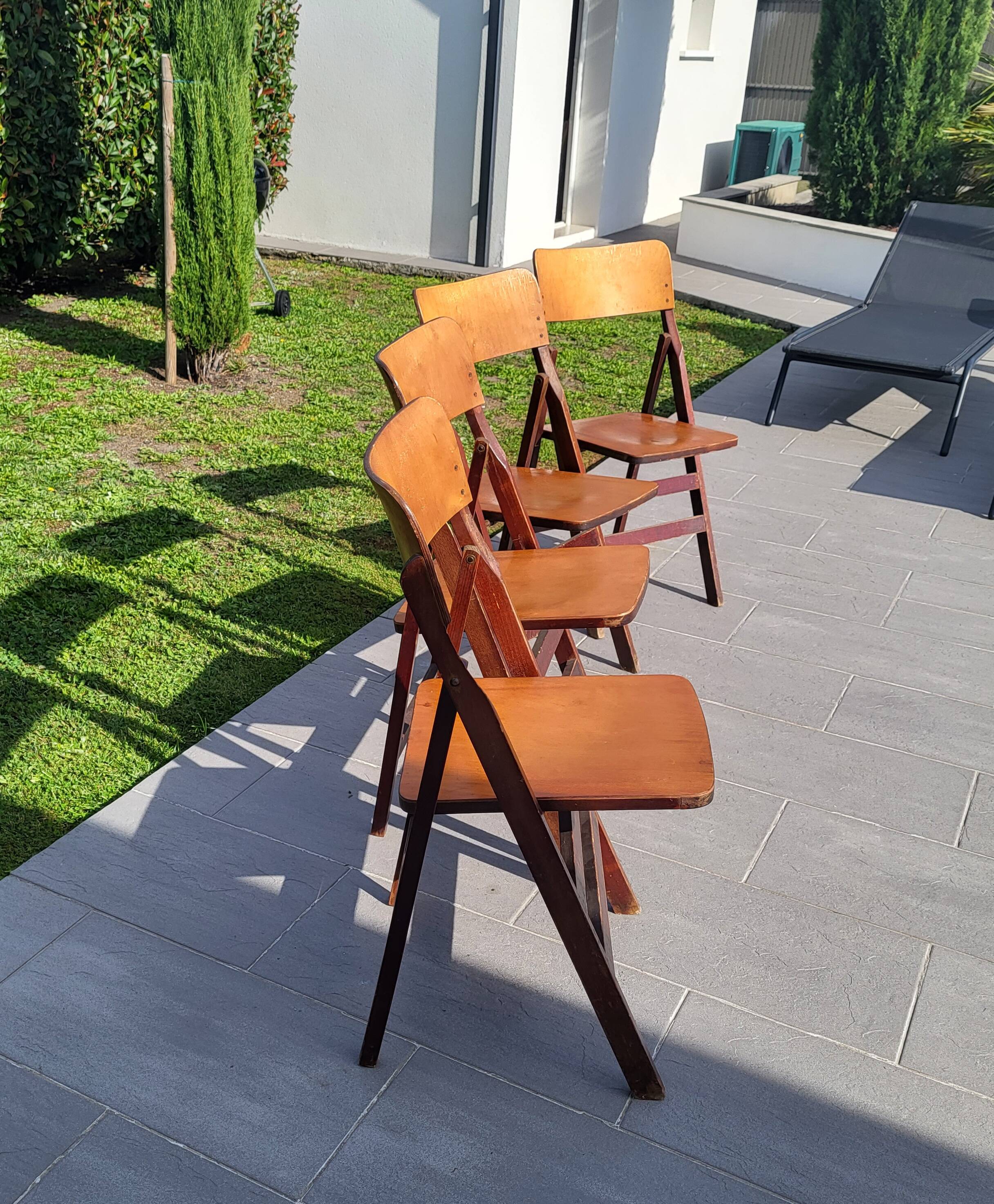 Set of 4 Baumann wooden chairs