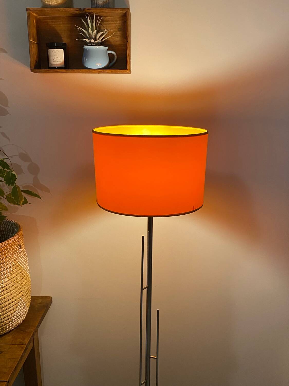 Vintage orange Space Age floor lamp from the 1970s