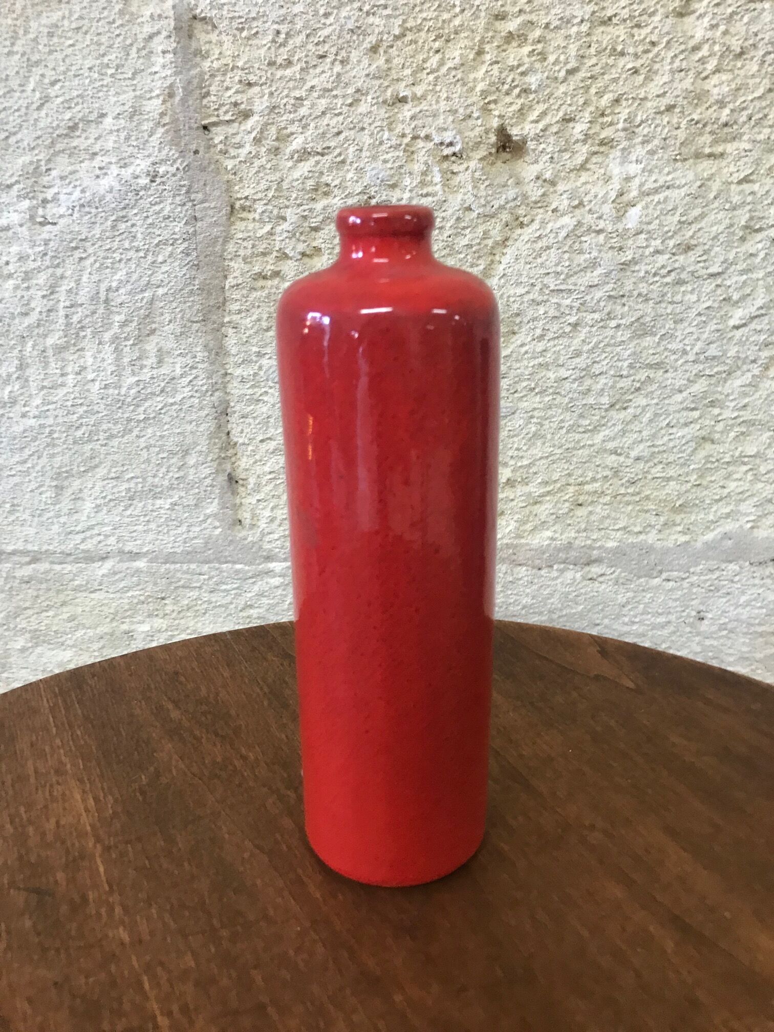 Red stoneware bottle vase - soliflore