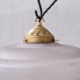 Two Tone Mid-Century French Brass and Glass Pendant Light (5 available)