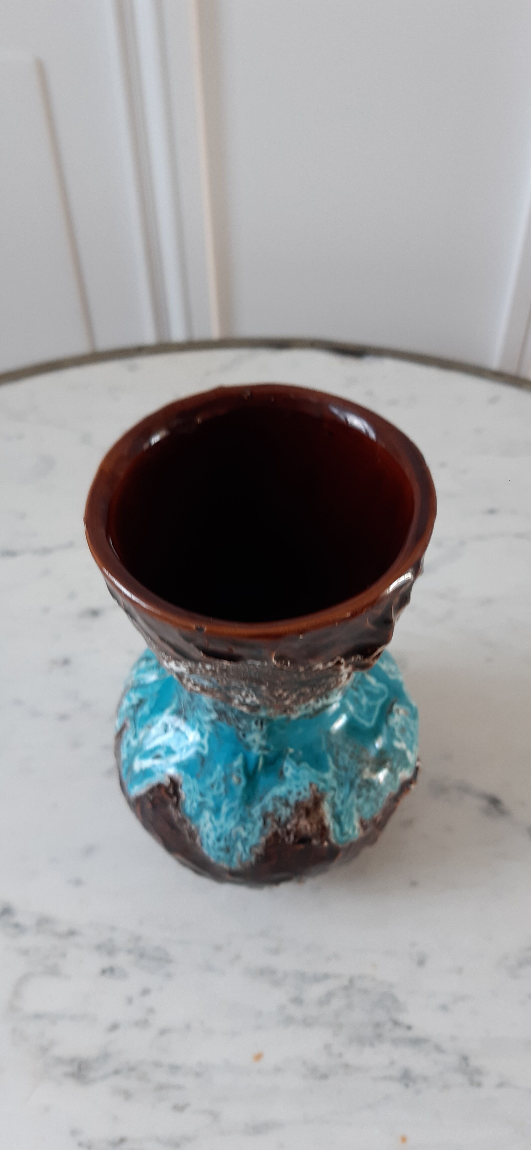 Vase brown and blue 70s Vallauris