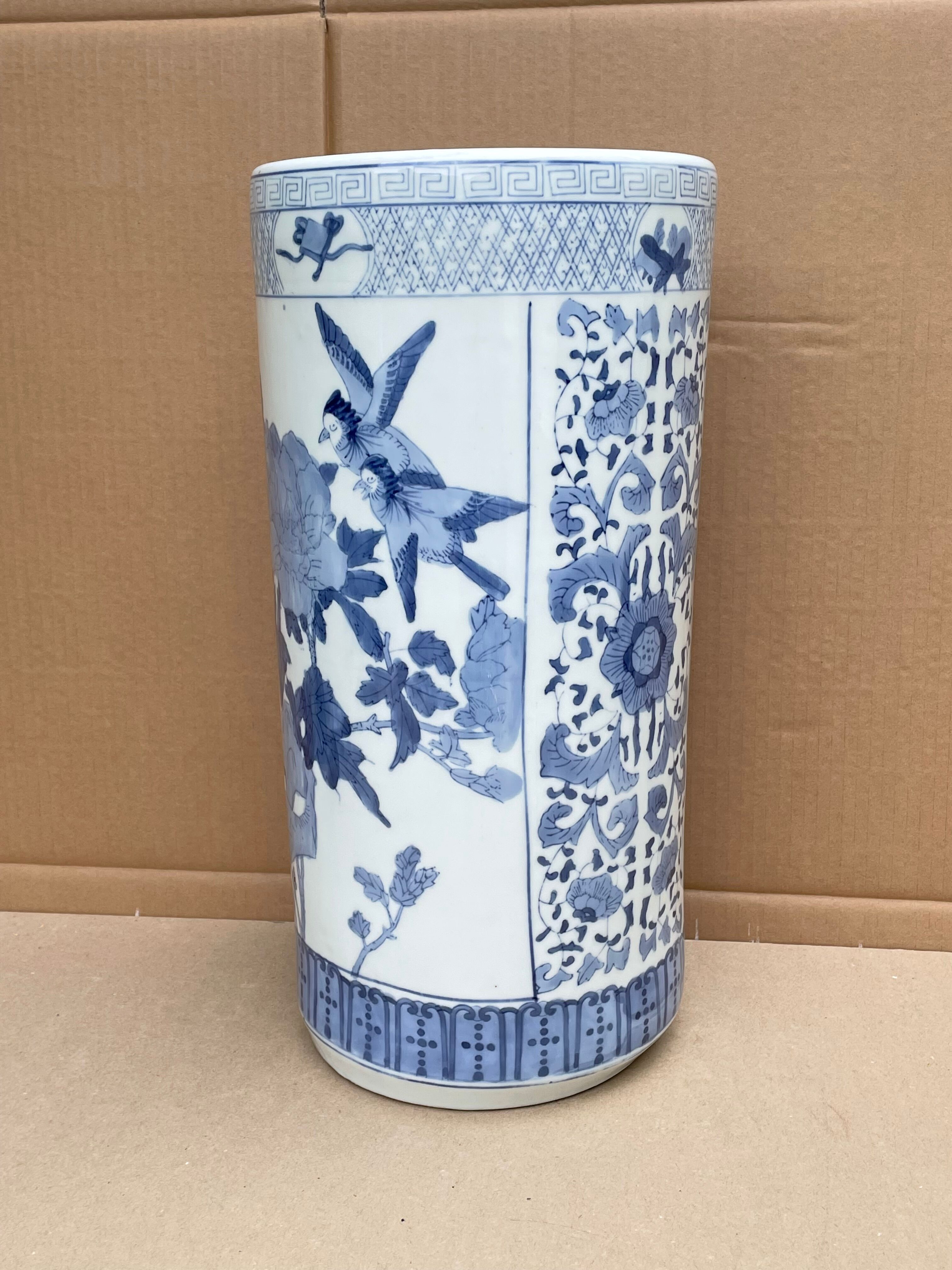 Umbrella door - cane holder - ceramic - bird patterns flowers