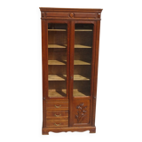 Small oak display case, old glass