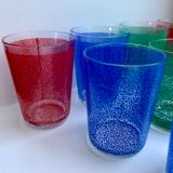 Set of 8 colored water glasses 70s