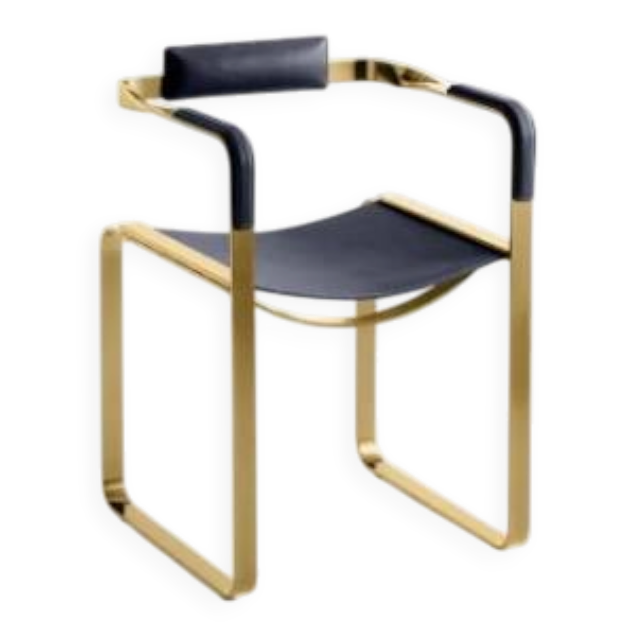 Paire de fauteuils Wanderlust avec dossier bleu marine et laiton