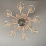 Venetian lustre in Murano glass transparent, 8 arm of light