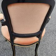 Louis XV style armchair in French pink beige velvet