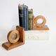 Vintage wooden bookends in Bauhaus mid-century minimalist style.