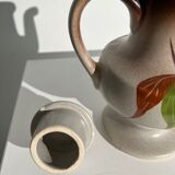 Vintage stoneware teapot with flower and fruit patterns