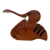 Mail rack, pencil holder, rack staples in Scandinavian wood signed, vintage, zoomorphic, pelican