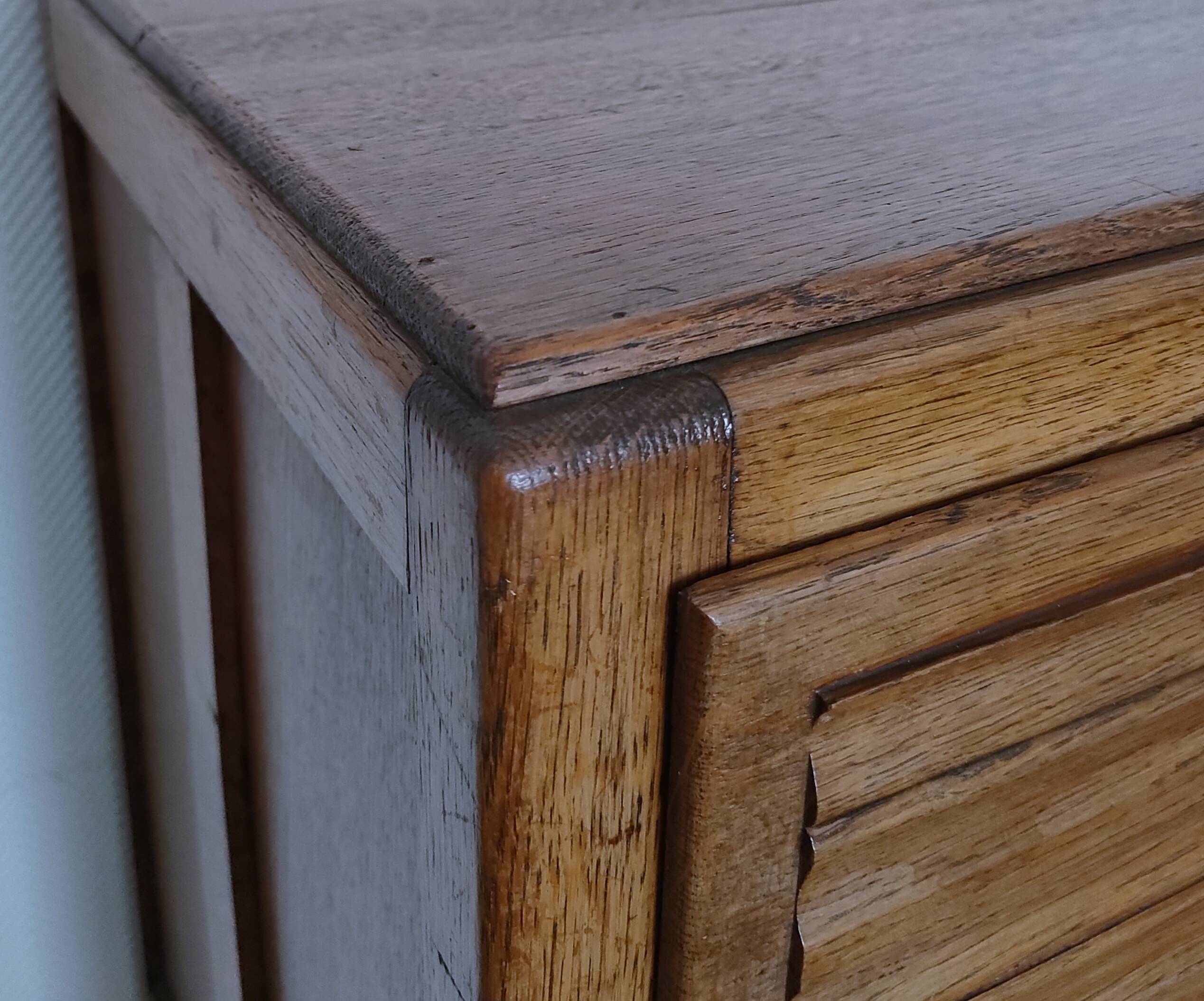 chest of drawers oak five drawers 1950s