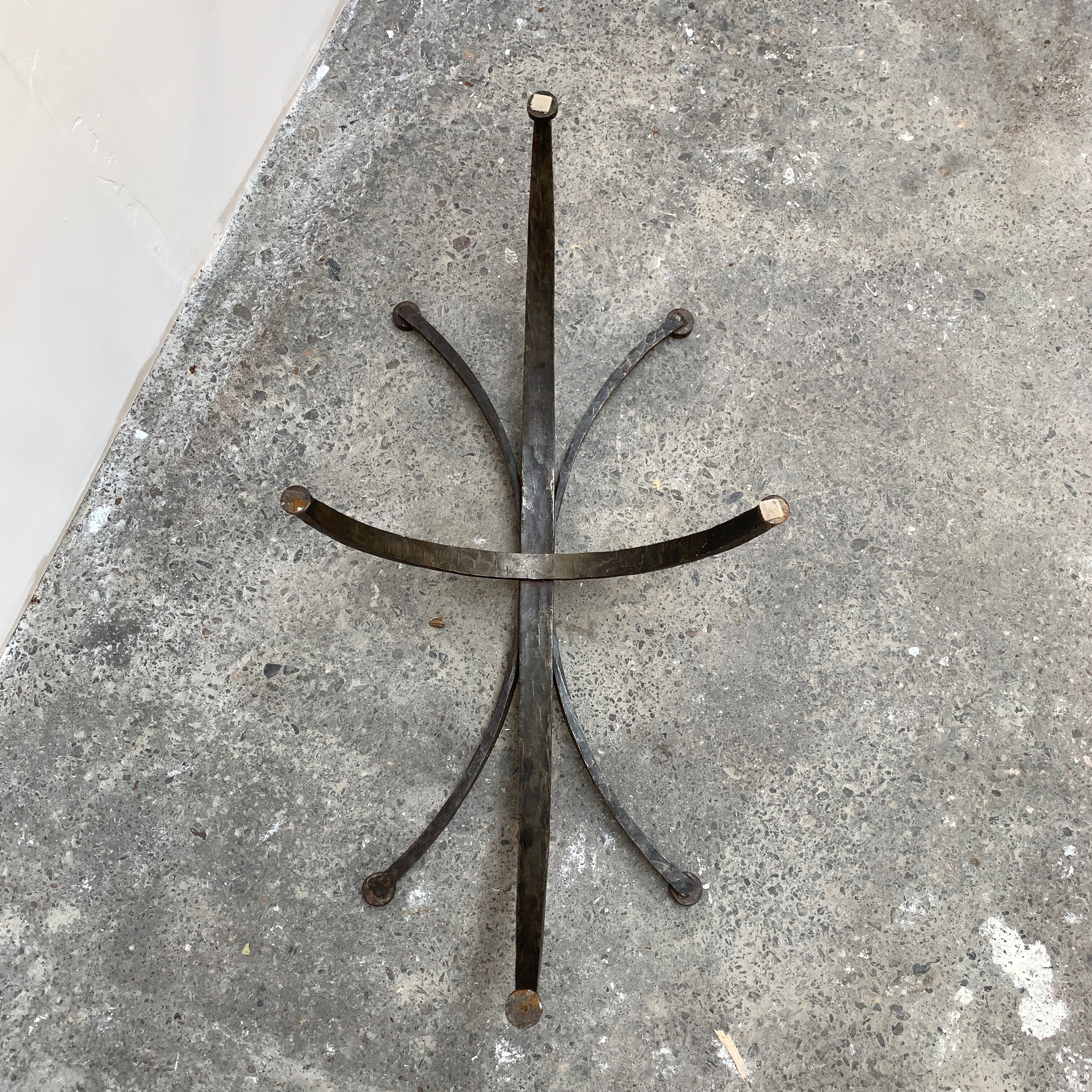 Granite and hammered wrought iron coffee table