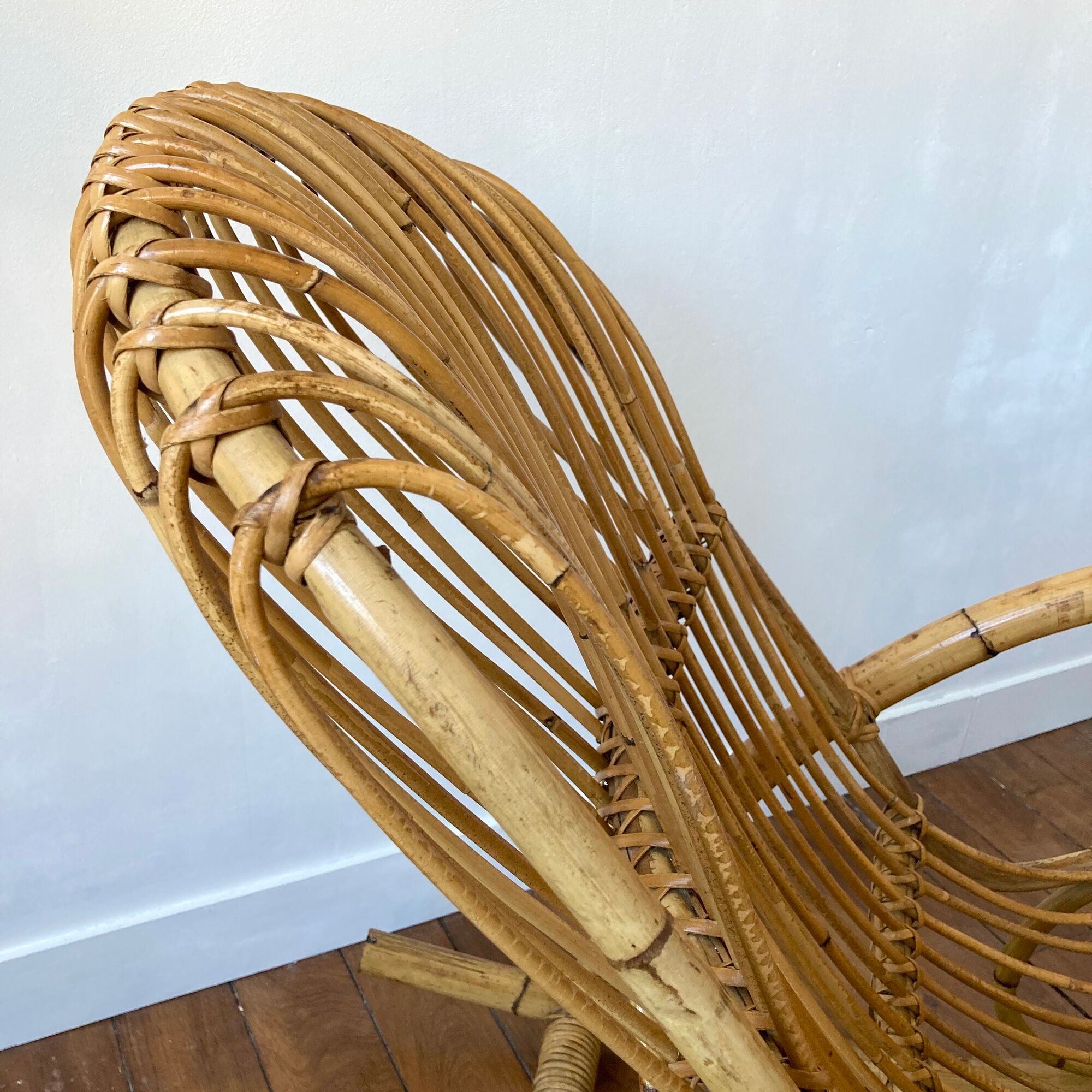 Rocking chair rattan Rohe Noordwolde 60s or rocking chair
