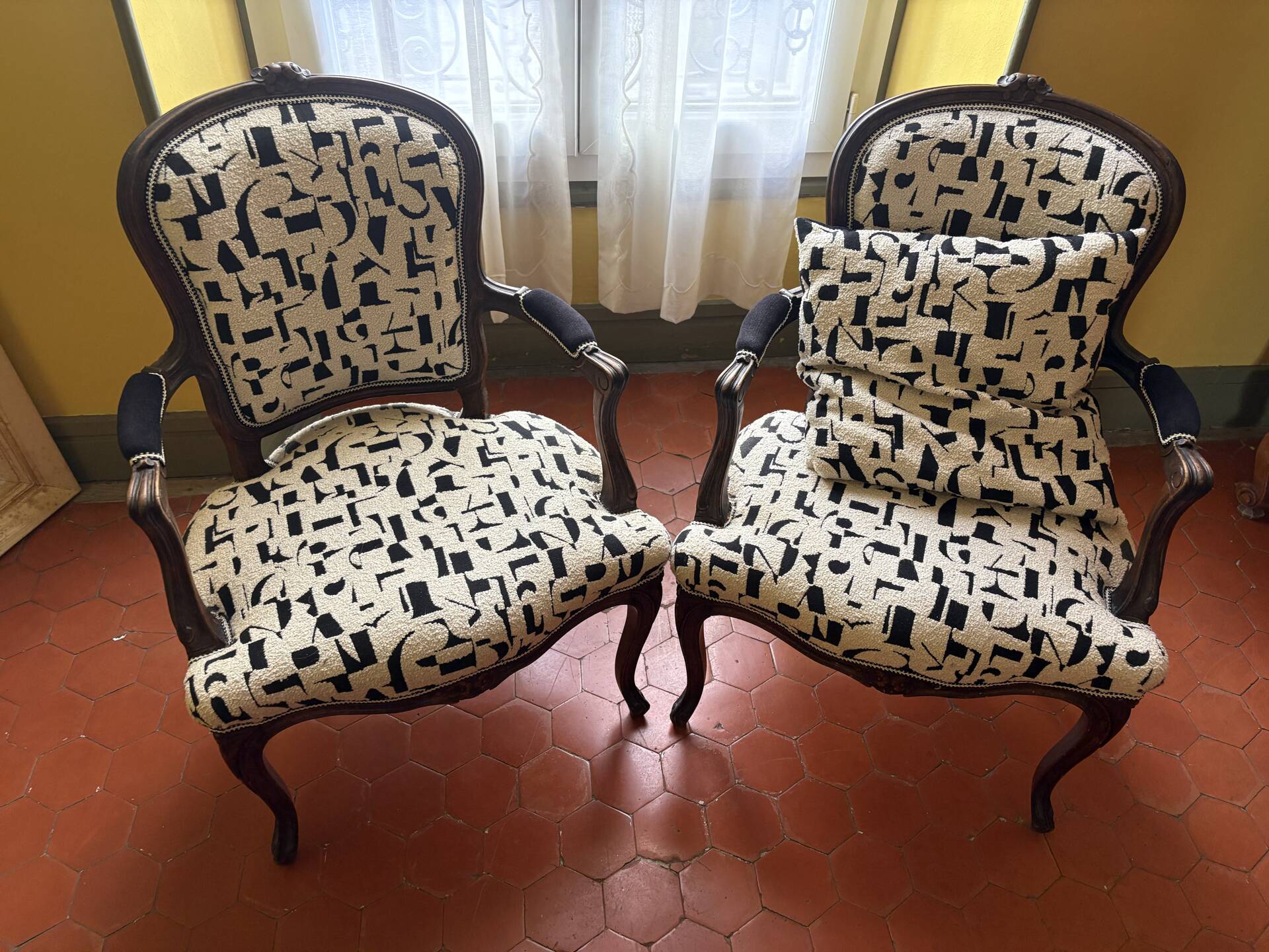 Pair of Louis-Philippe style cabriolet armchairs