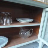 Buffet, vintage serving trolley re-enchanted in verdigris, wooden top.