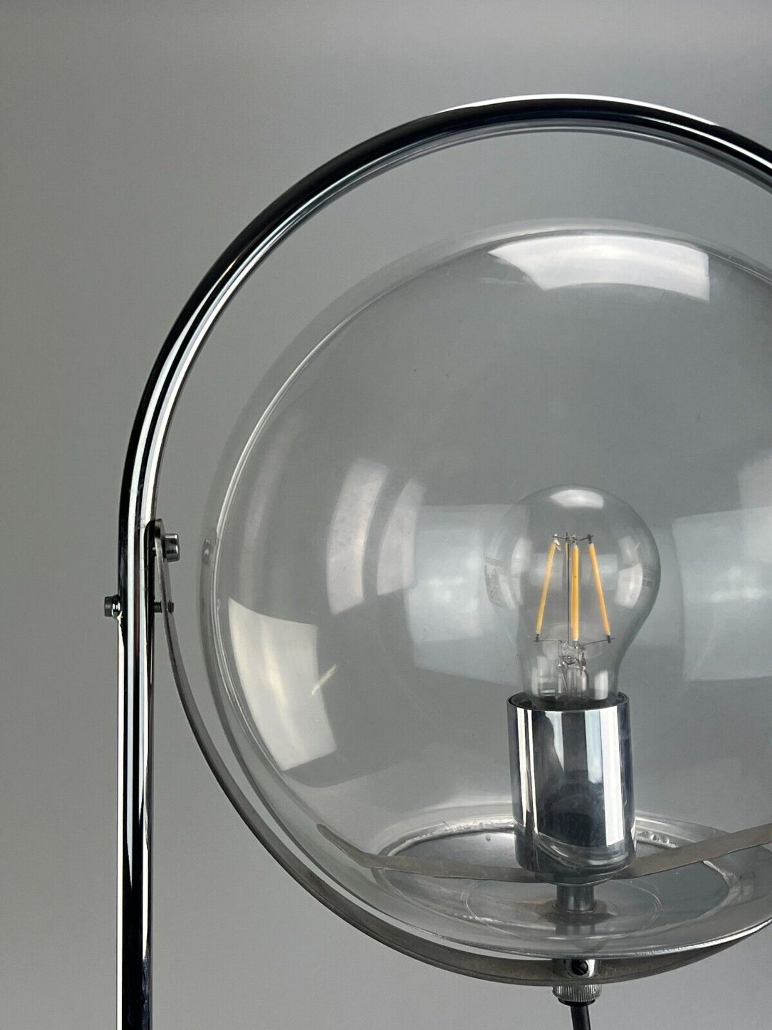 Lampe à boule de table space age design verre métal, 60s 70s