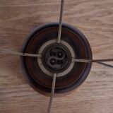 Table lamp in turned wood and tulip shade