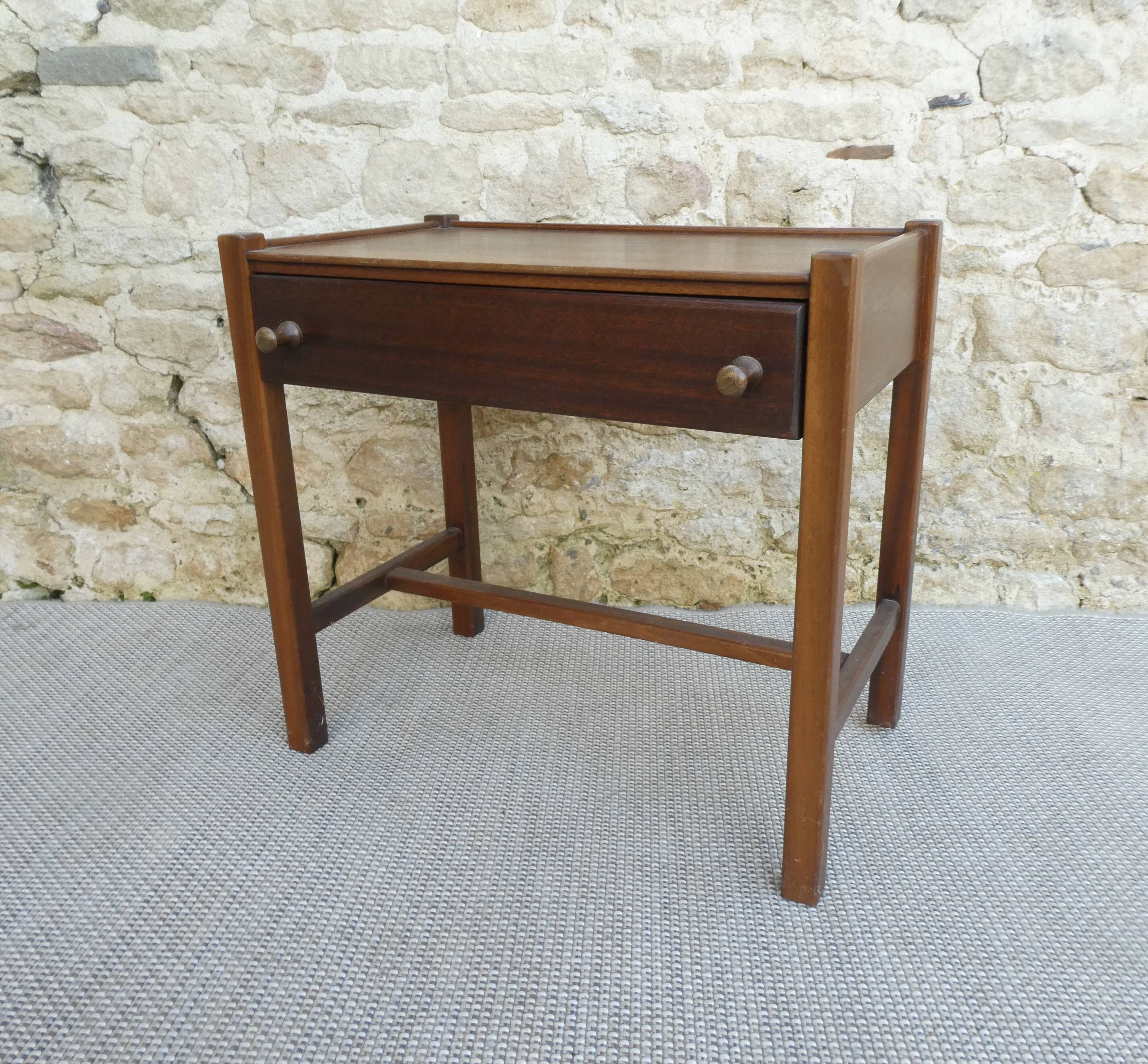 Dark wood bedside table from the 60s, Scandinavian style