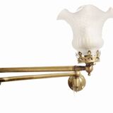 Vintage Brass and Molded Frosted Glass Articulated Wall Sconce - Style A
