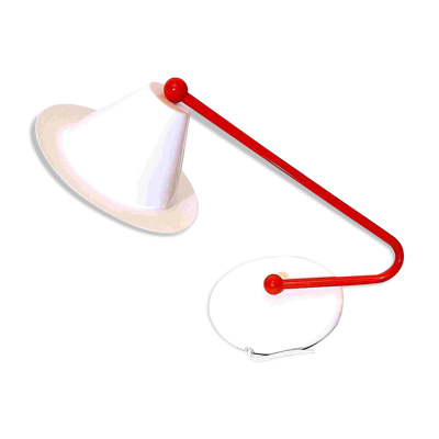 Lampe Memphis Milano, rouge et blanche, 1980's Italie