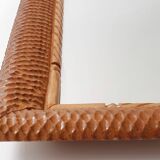 Vintage mirror 1950 in honeycomb-style carved wood