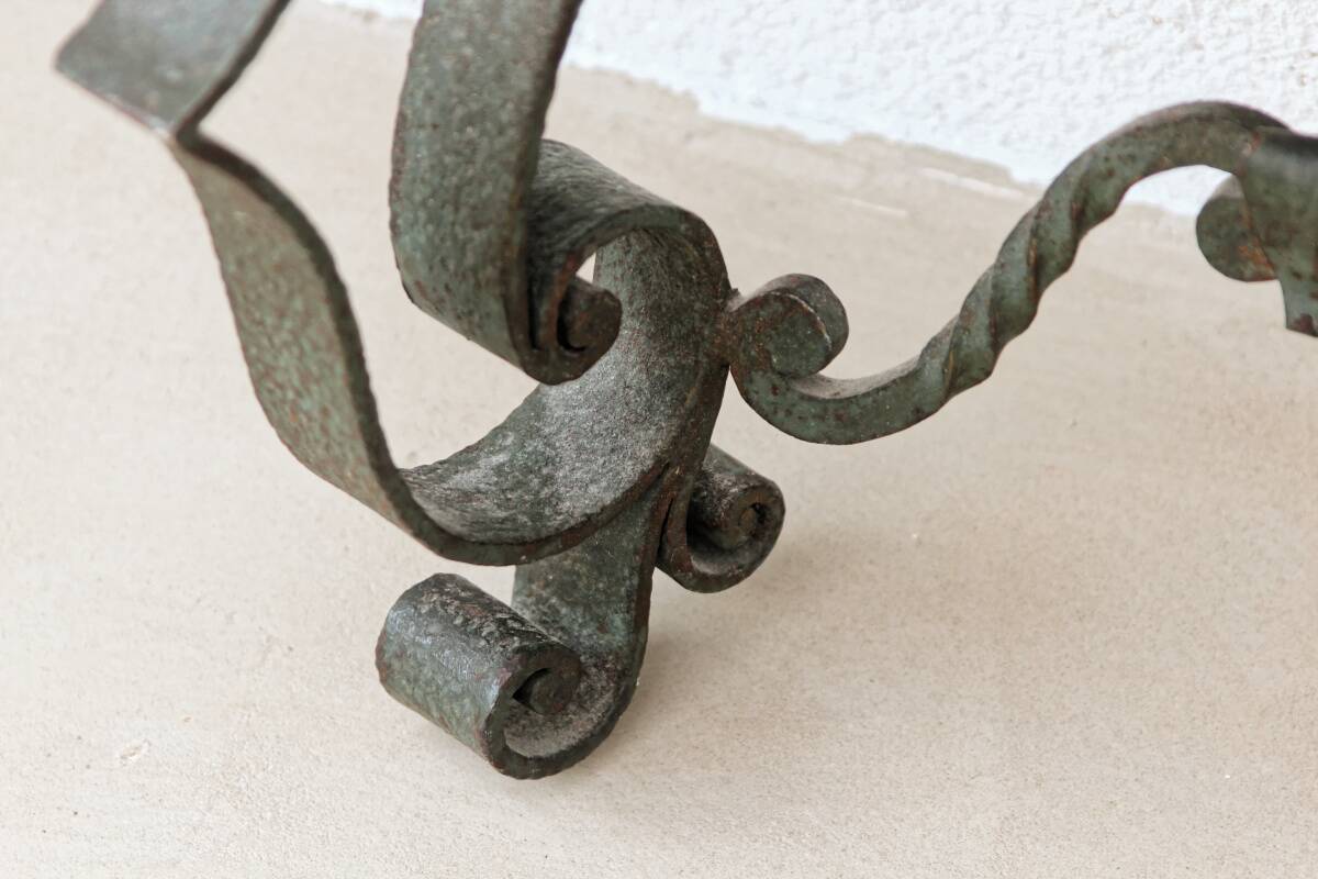 Console murale en fer forgé et marbre