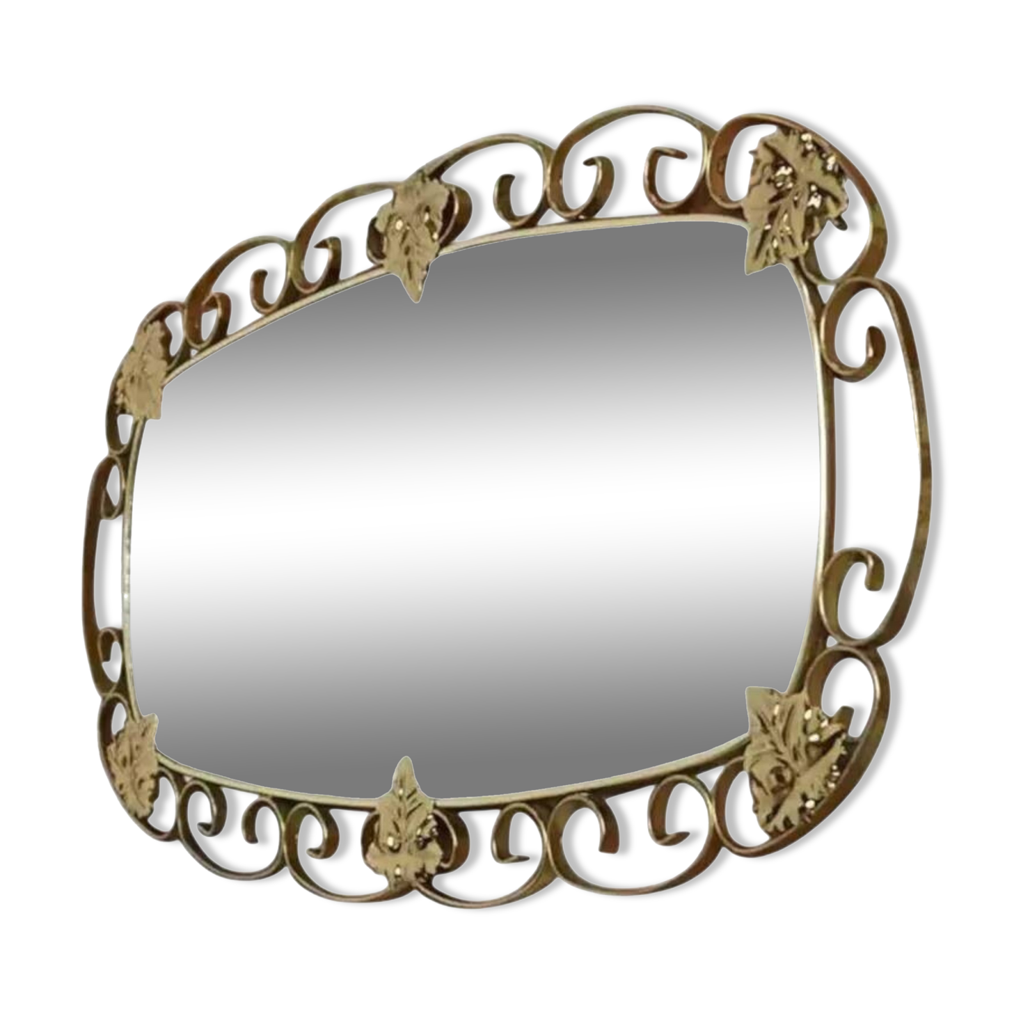 50s oval brass mirror - 38x69cm