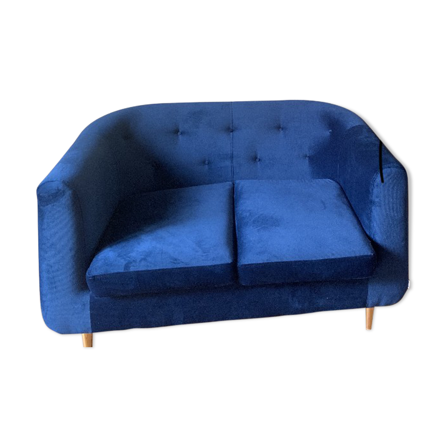 Blue velvet sofa