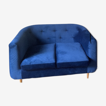 Blue velvet sofa