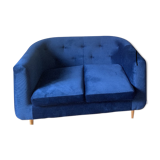 Blue velvet sofa