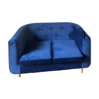 Blue velvet sofa