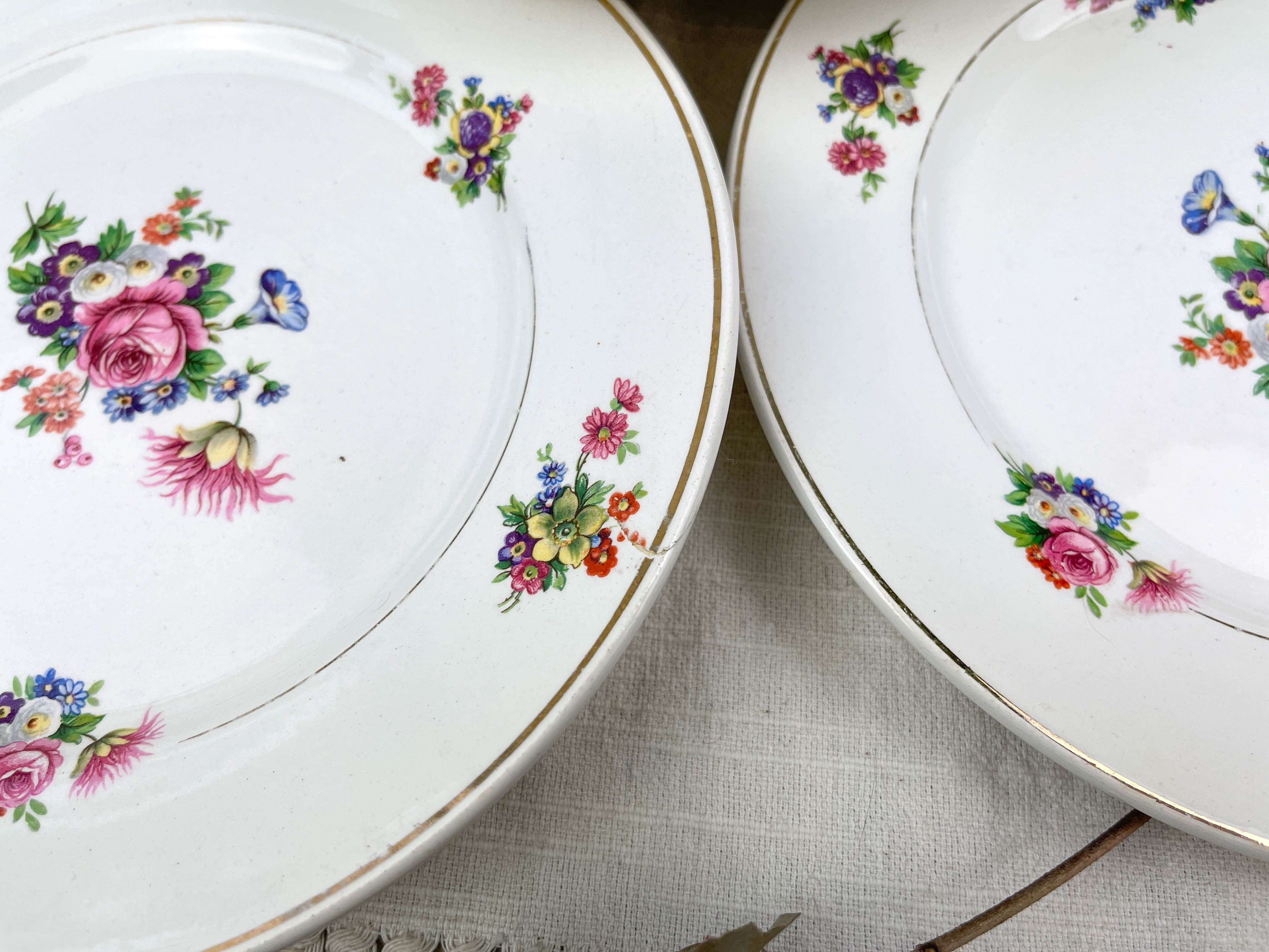 4 small plates iron earth salins model "anny" floral pattern