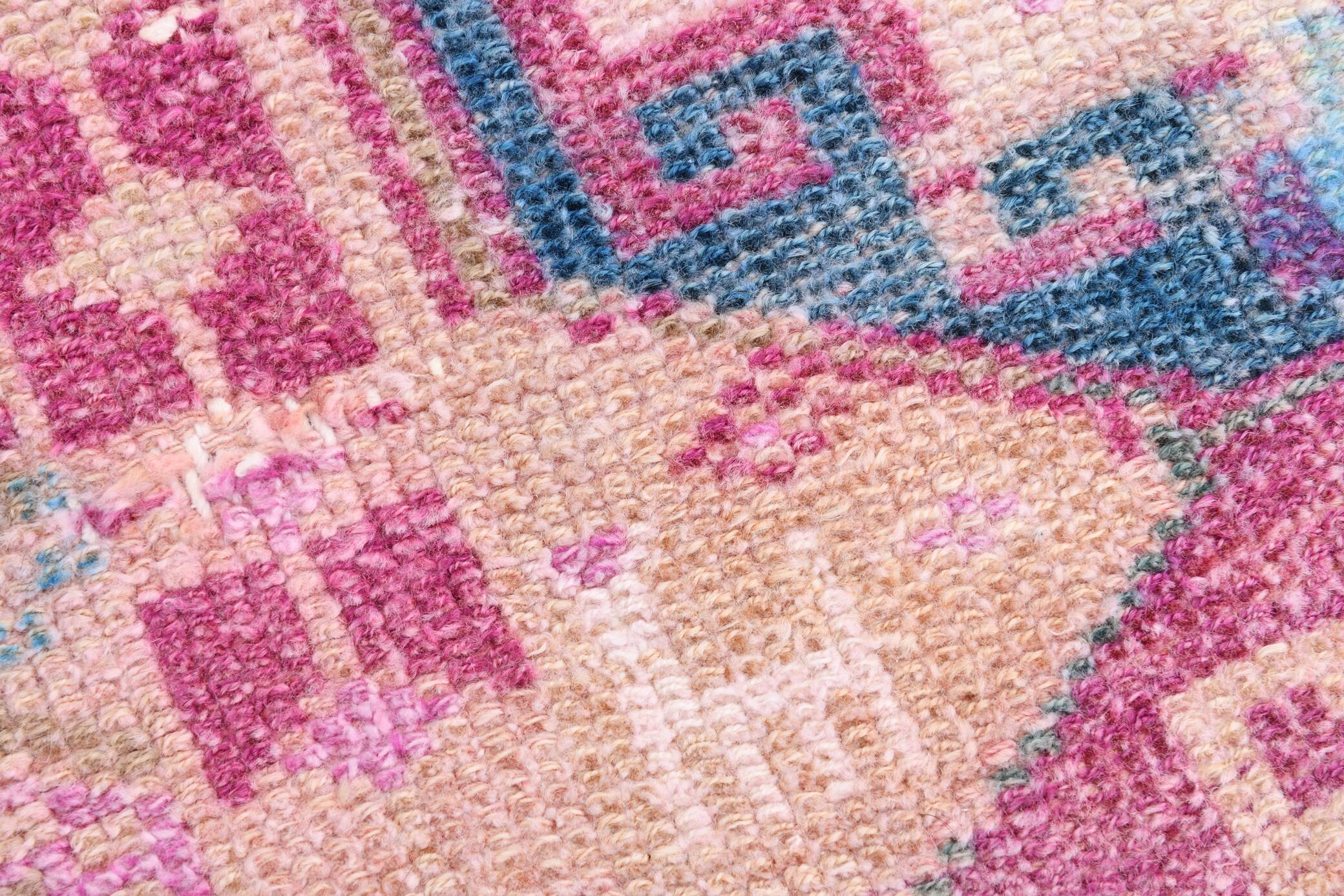 3x10 Rug For Hallway Pink Blue Vintage Runner Rug, 85x318Cm