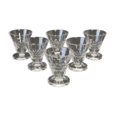 6 old shot glasses 1930 Verrerie Doyen Belgium model Lido faceted
