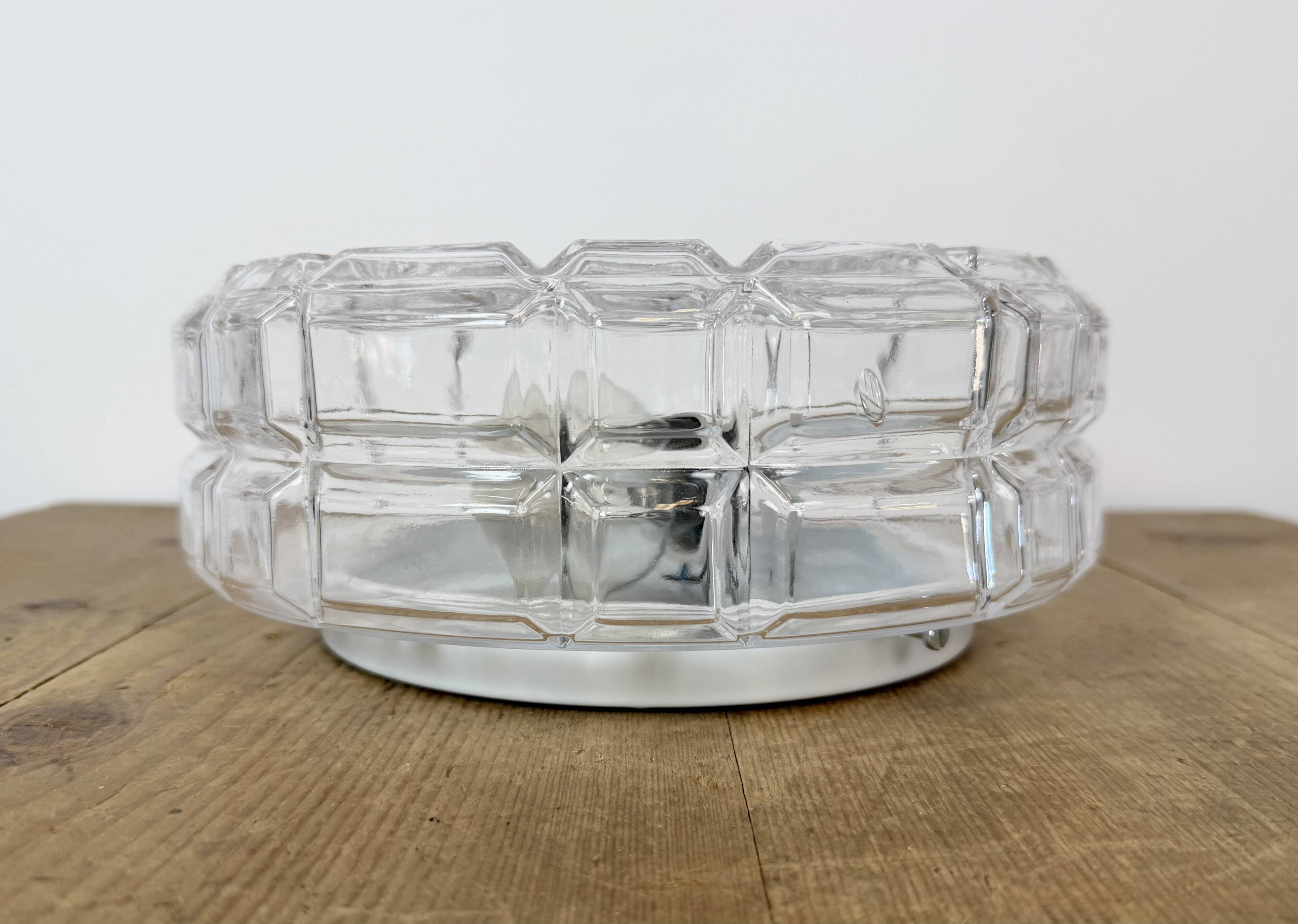 Vintage Glass Wall or Ceiling Light, 1970s