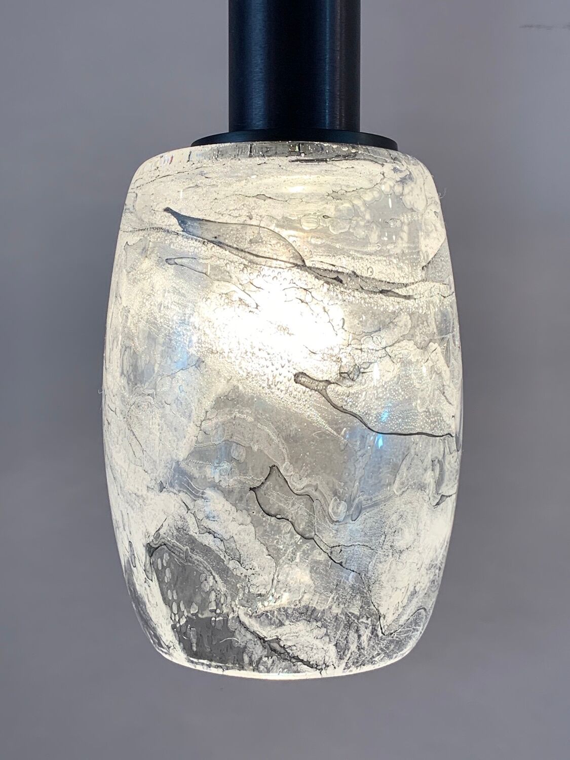Pair of 1970s Putzler grey marbled pendant lights