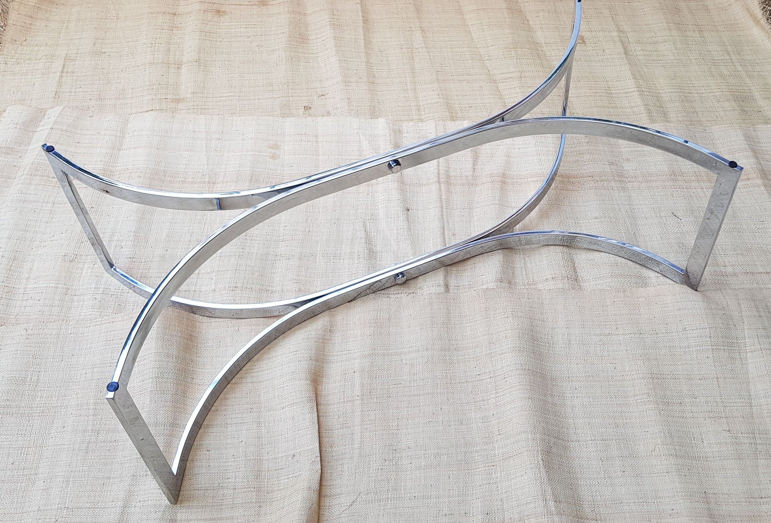 70's glass and chrome metal coffee table