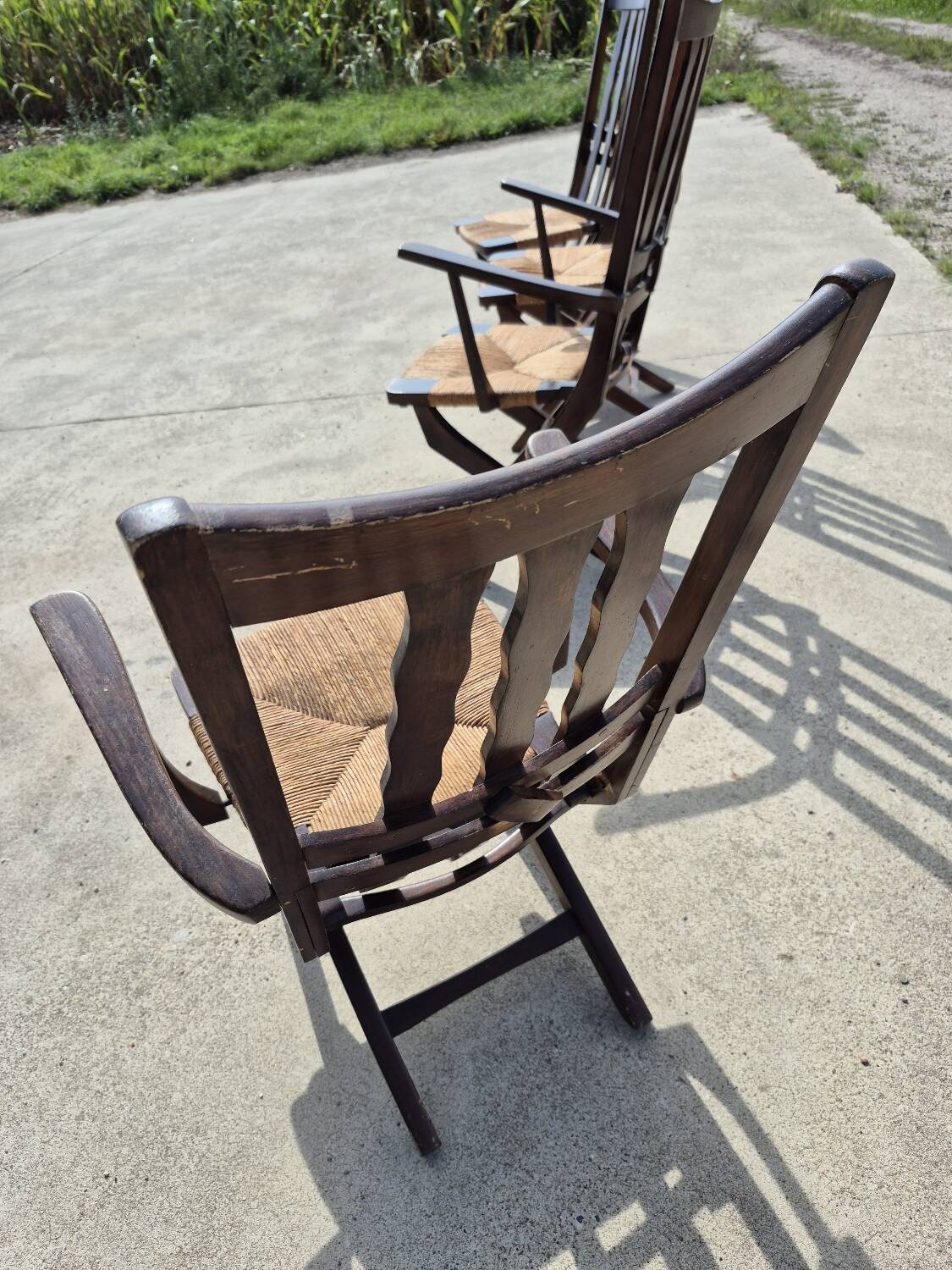 Set 4 vintage Triconfort France adjustible 1960s deckchair