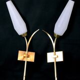 Lot de 4 appliques en laiton et opaline