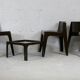 Ensemble ode 3 chaises et 1 table basse fibre de verre, couleur chocolat, France, cira 1970