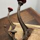 Wall hook with three hooks in wood, wrought iron, porcelain balls